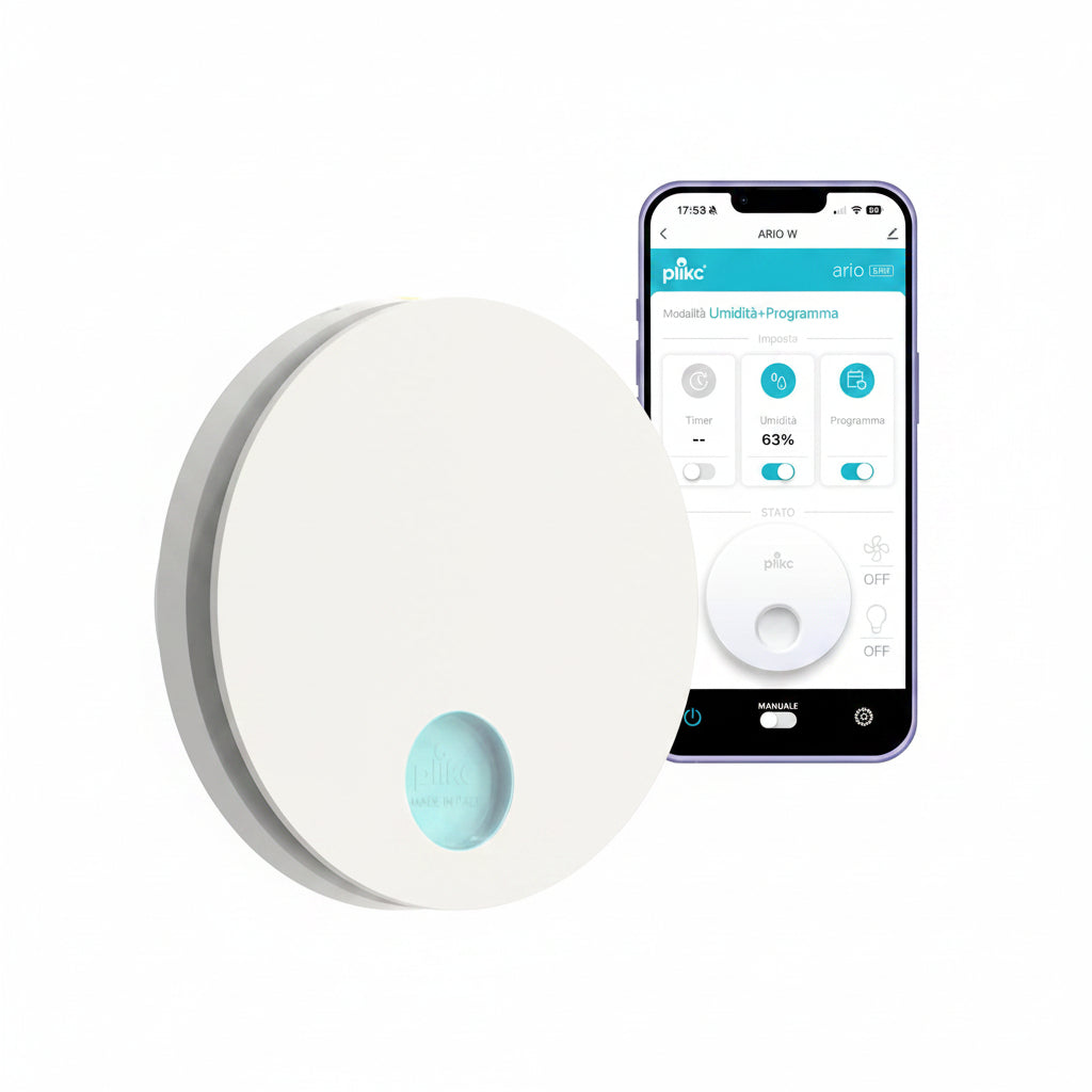 Plikc ARIO W Wi‑Fi Wall Exhaust Fan 90 mm Ø White